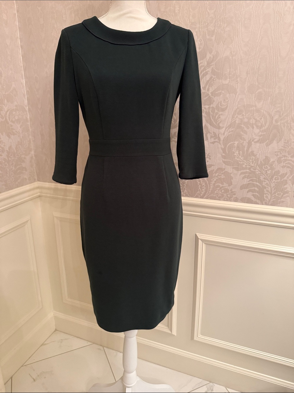 Boden dark green Fitted Midi Dress with Sculpted Waistband